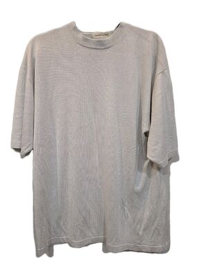 Pronto Uomo Men's XL 4-Ply Silk Knit Short Sleeve T Shirt Light Taupe Tan Luxury